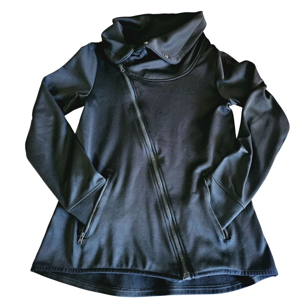 Champions Womens Duo Dry Jacket Black Size Small 100% Polyester Thumb Holes Zip